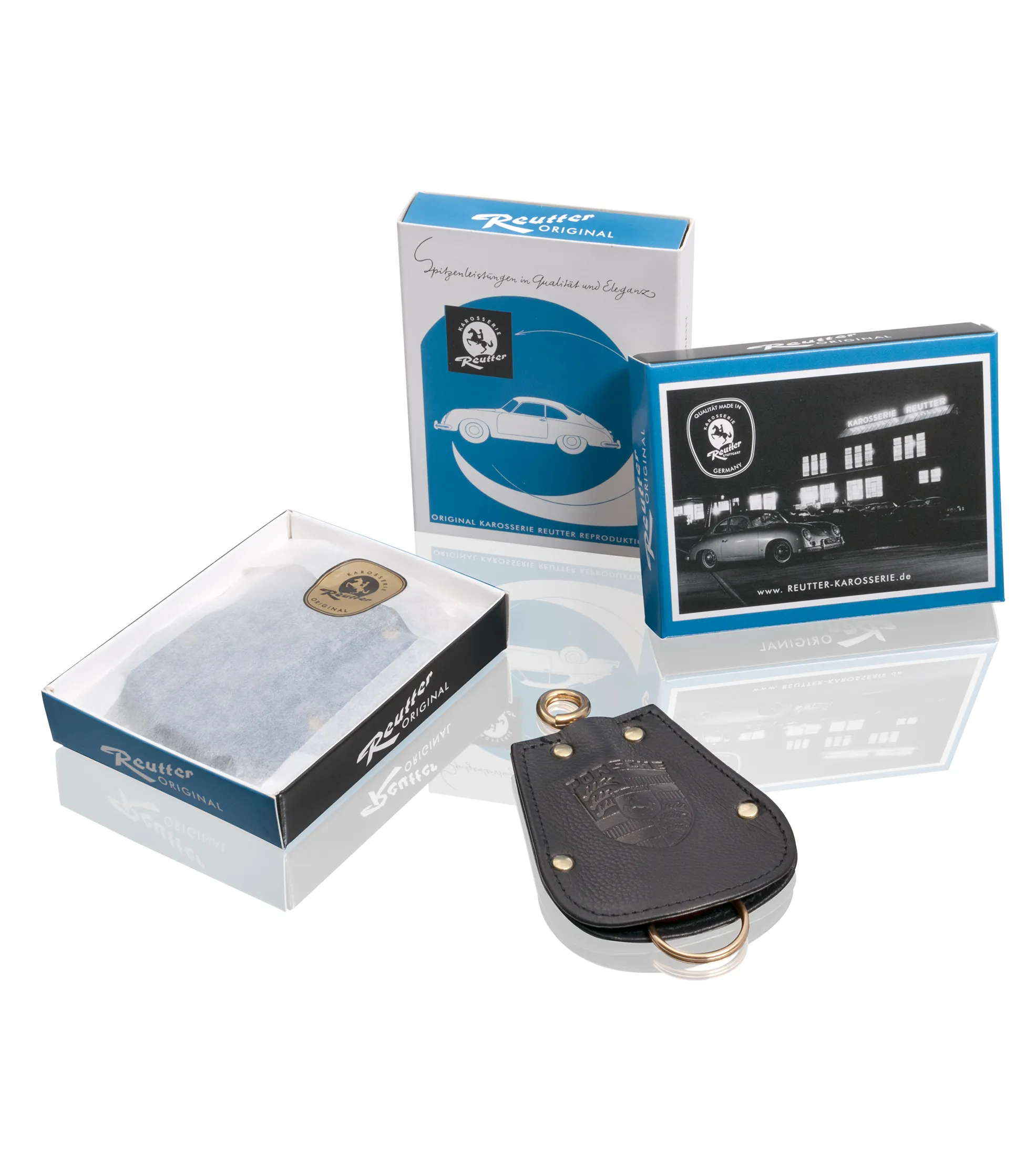 Black leather Reutter key case for Porsche 356  2