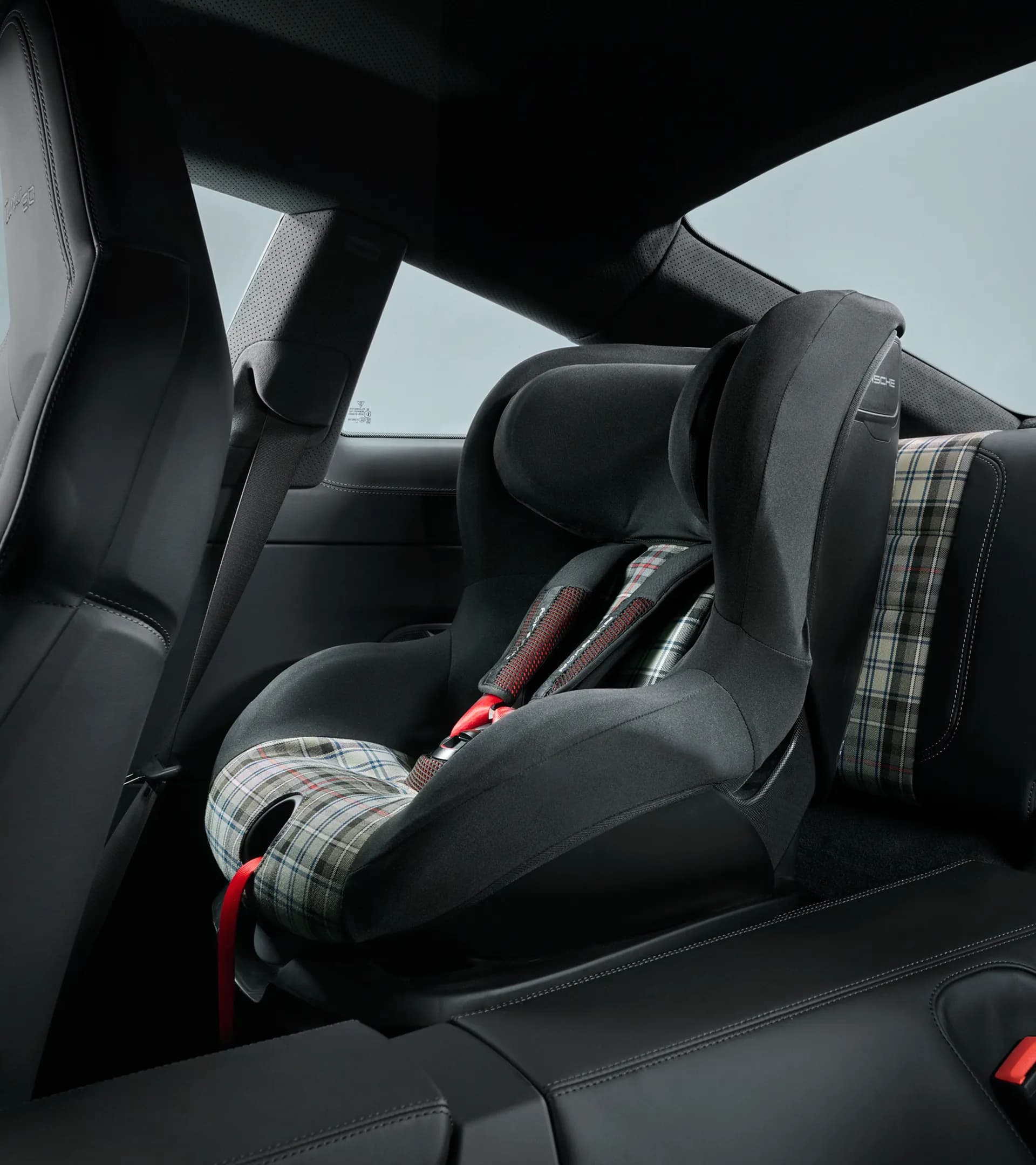 Child seat cover in Turbo 50 tartan cloth design Porsche Kid Seat i-Size  3