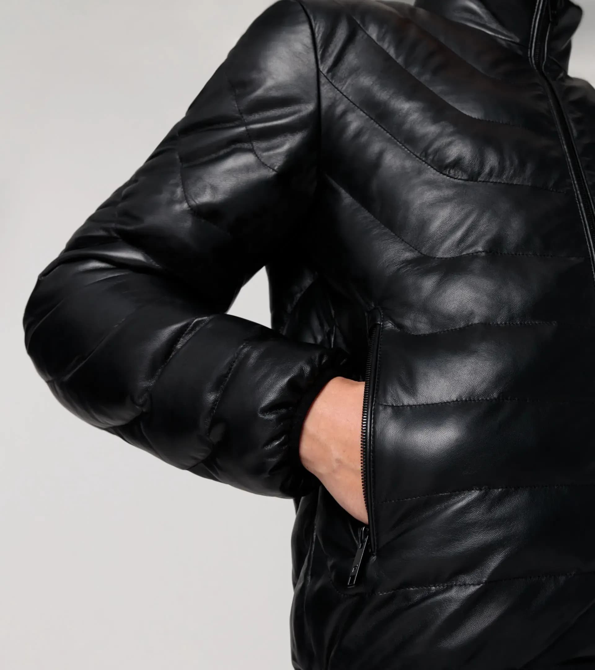 Athleisure padded leather jacket  4