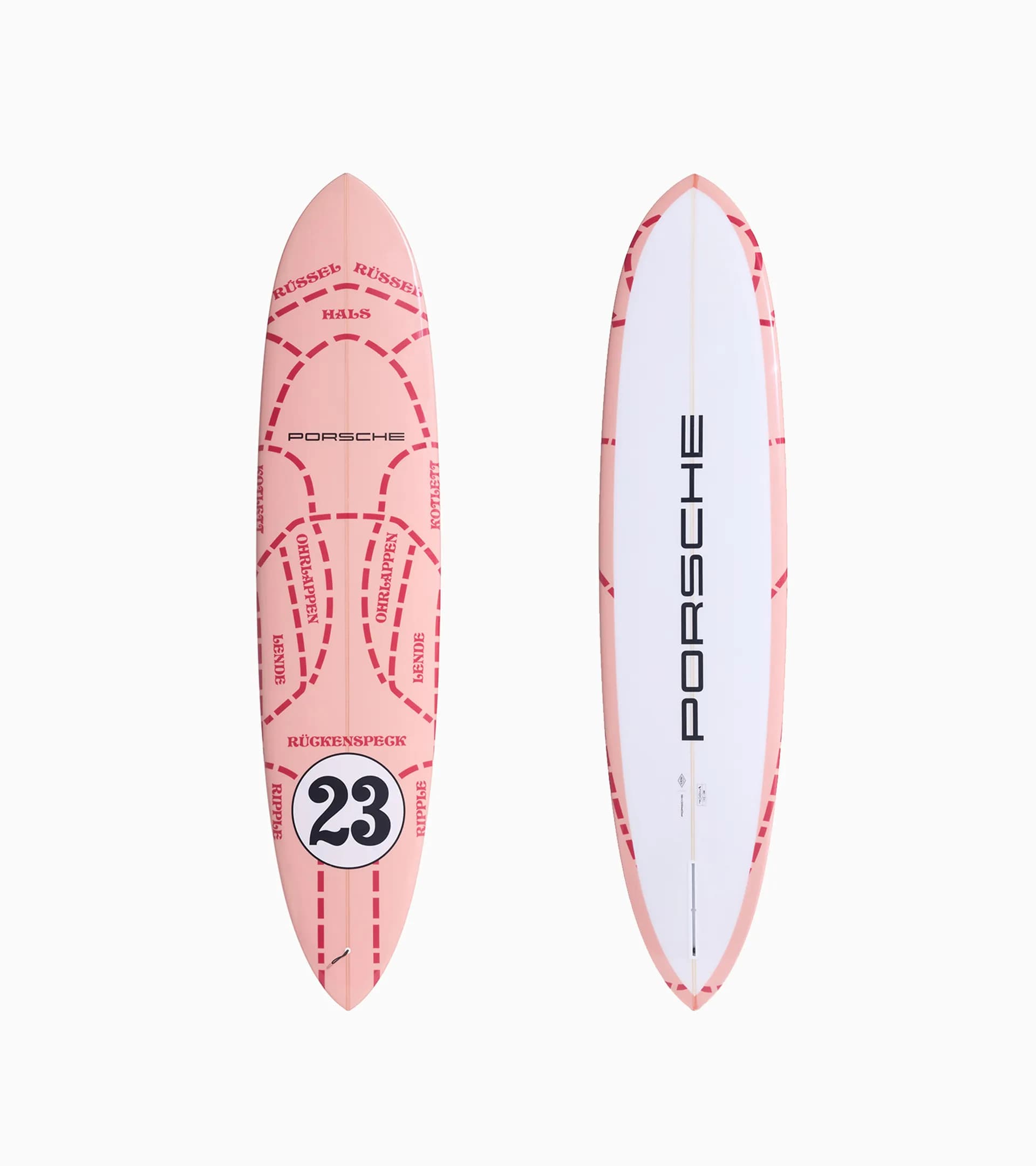 Custom-made Porsche x Almond Cash-Yew II Surfboard (7' 10'') 1