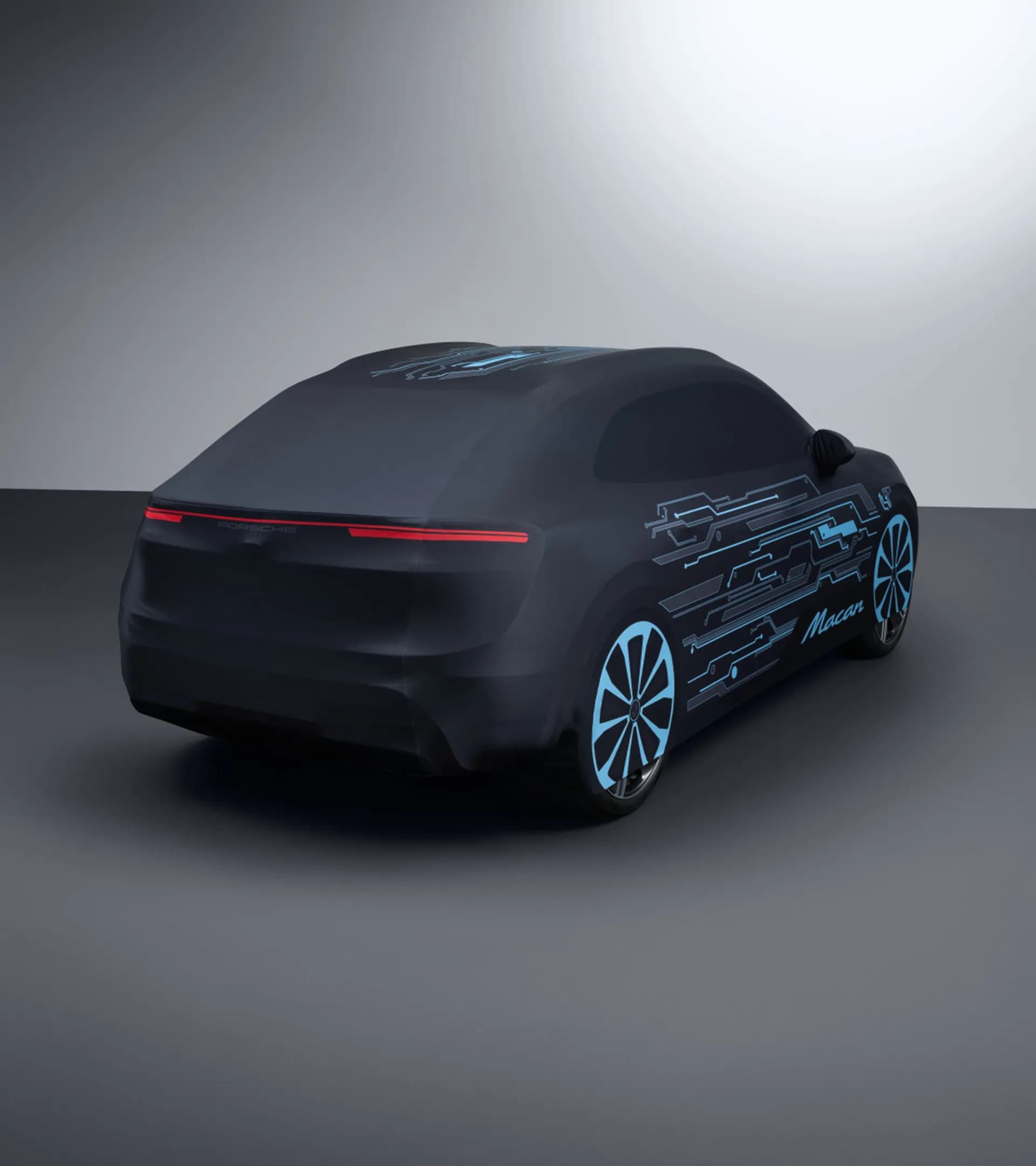 Indoor car cover with 'electric' design - Macan Electric 3