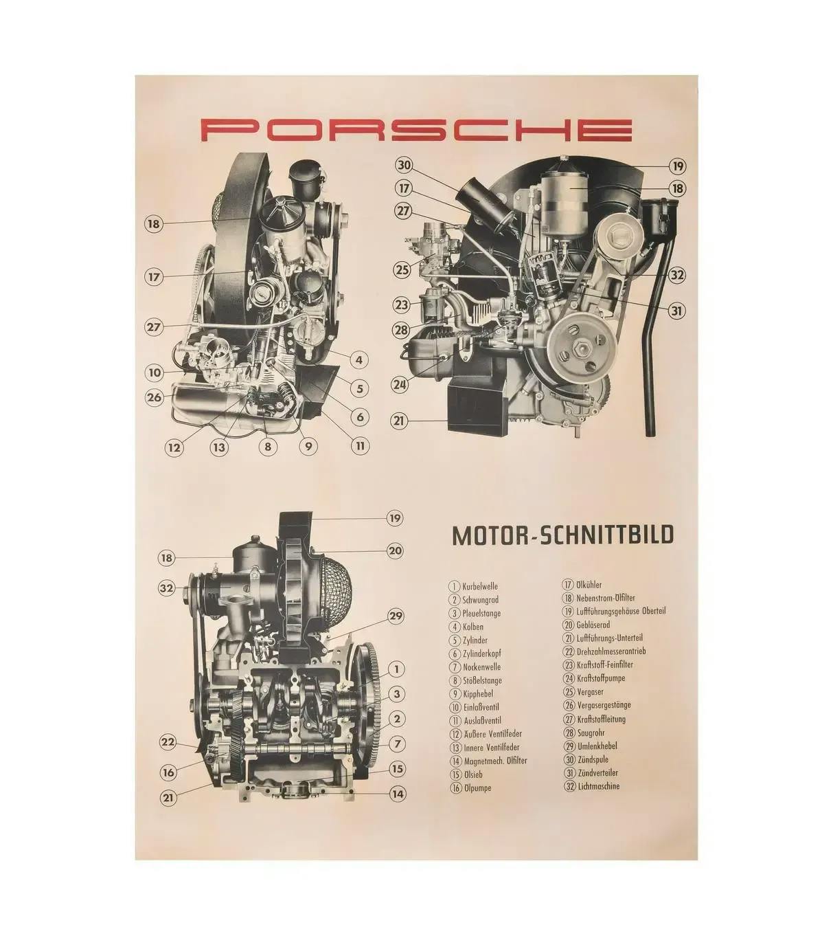 Tverrsnitt – motor for Porsche 356 A  thumbnail 1