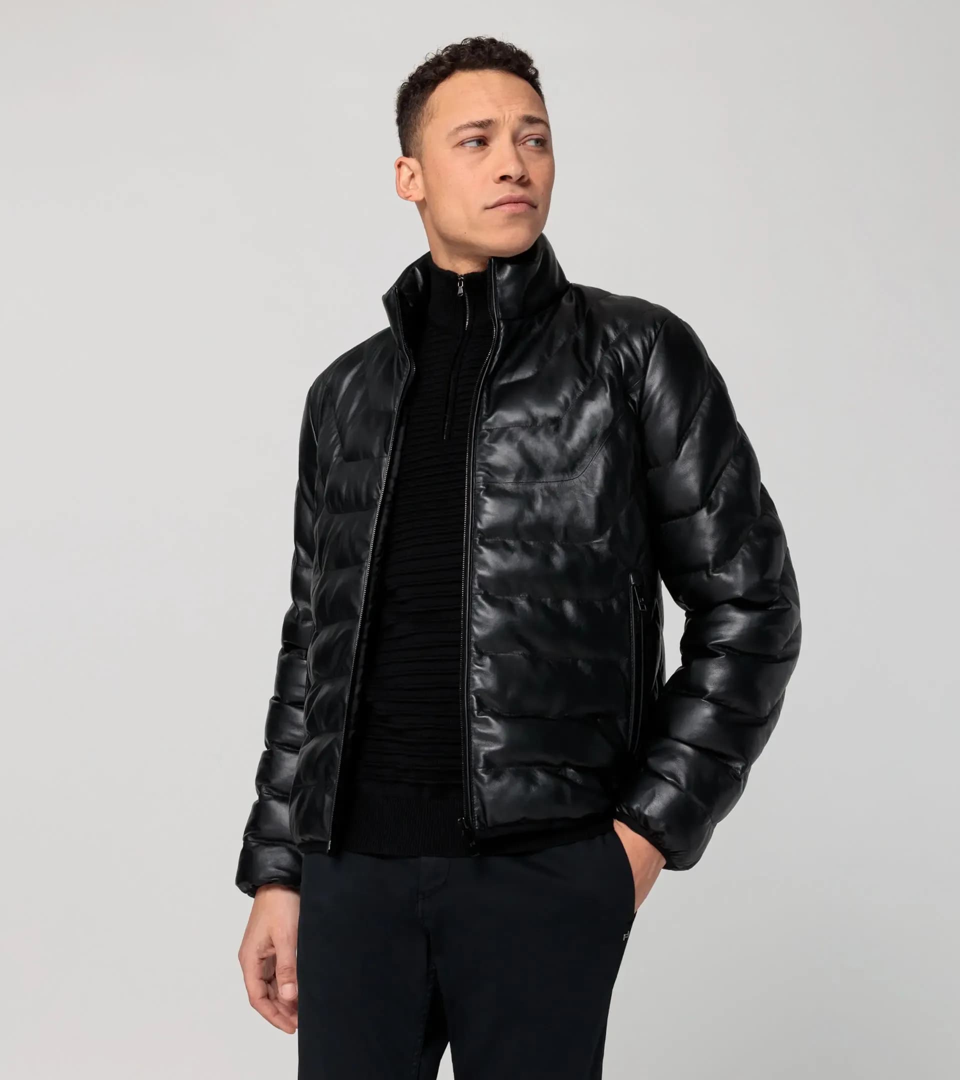 Athleisure padded leather jacket  7