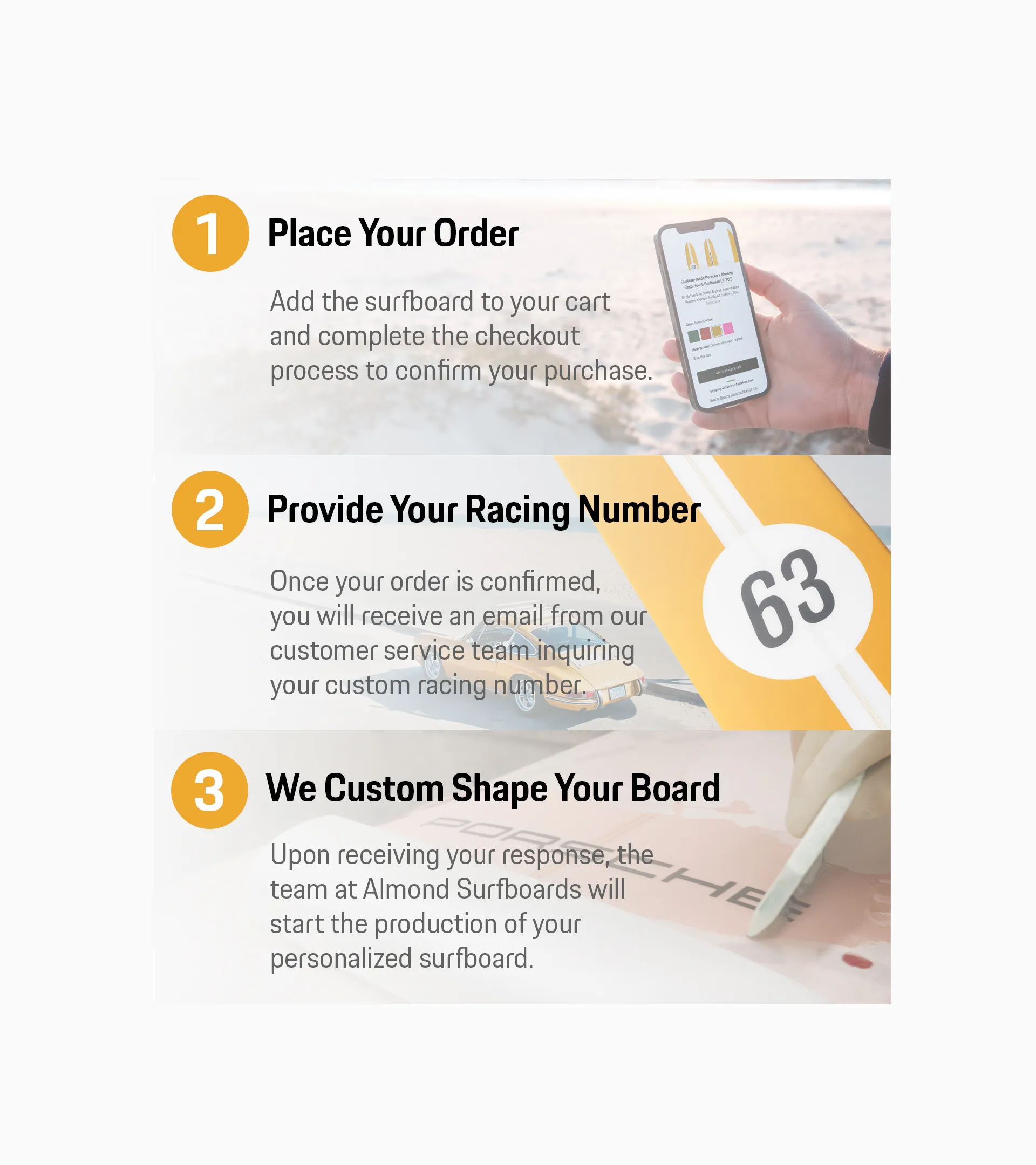 Custom-made Porsche x Almond Cash-Yew II Surfboard (7' 10") 8