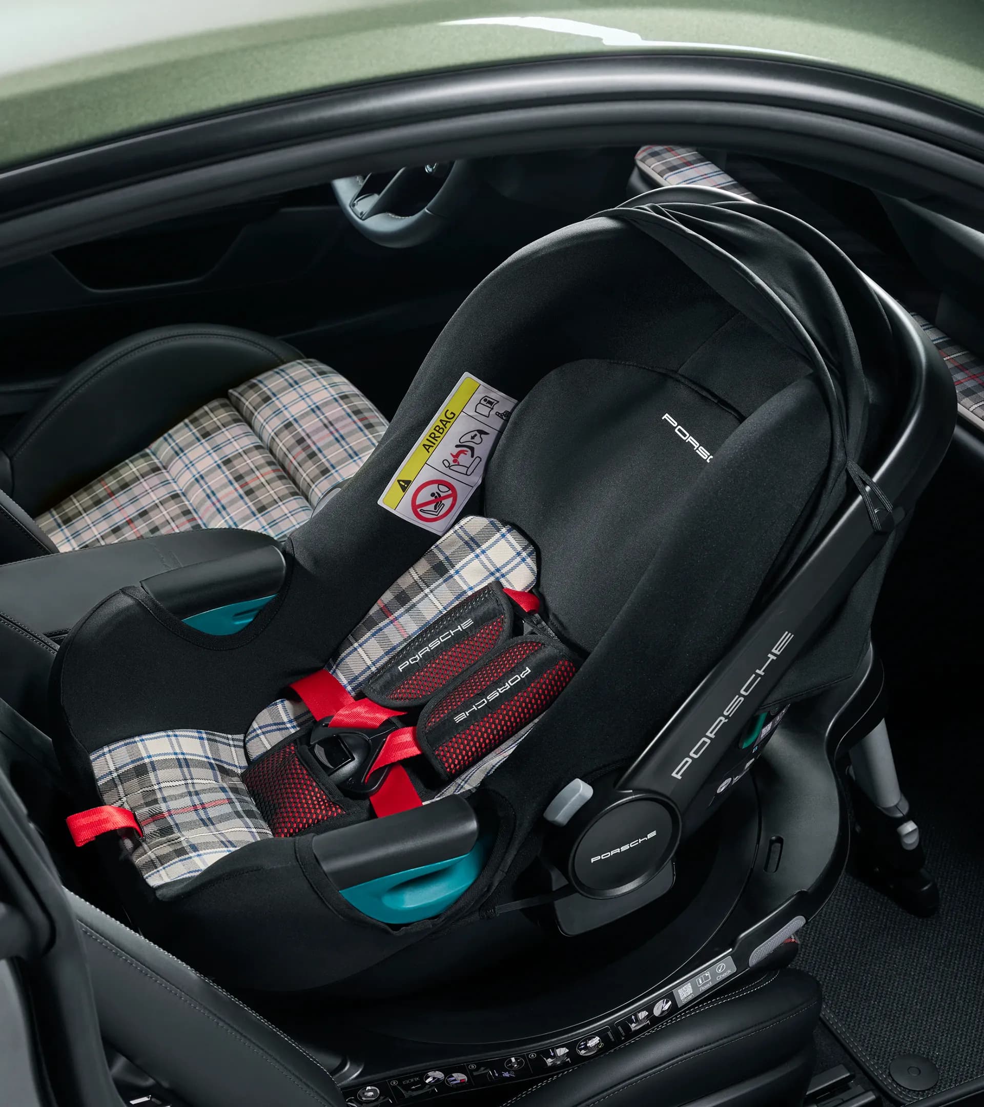 Child seat cover in Turbo 50 tartan cloth design Porsche Baby Seat i-Size 4