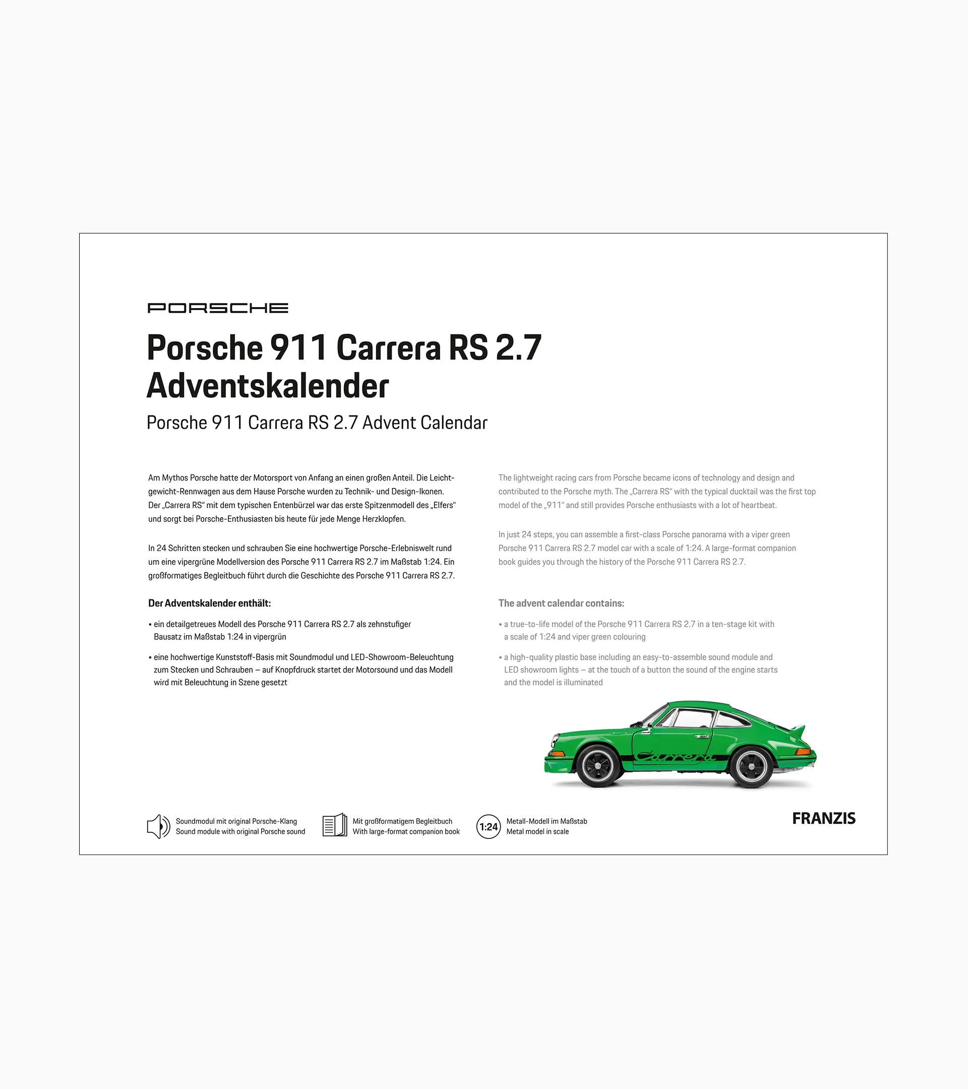 Porsche 911 Carrera RS 2.7 advent calendar 3