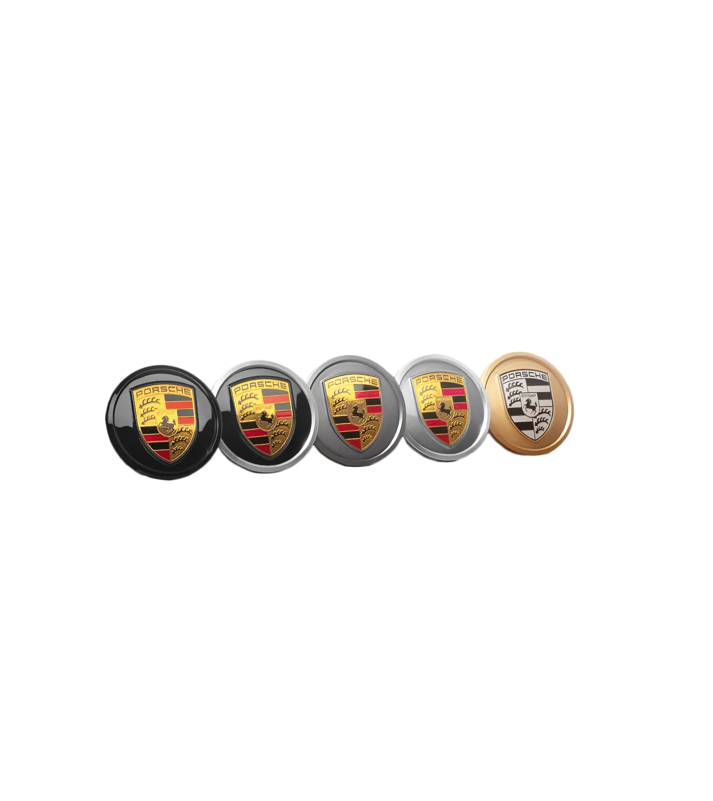 Porsche Wheel Hub Covers with Colored Crest (Set of 4)
