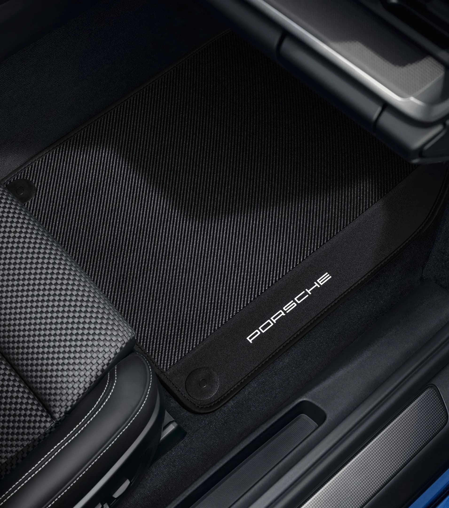 Carbon floor mats with leather edging - 911