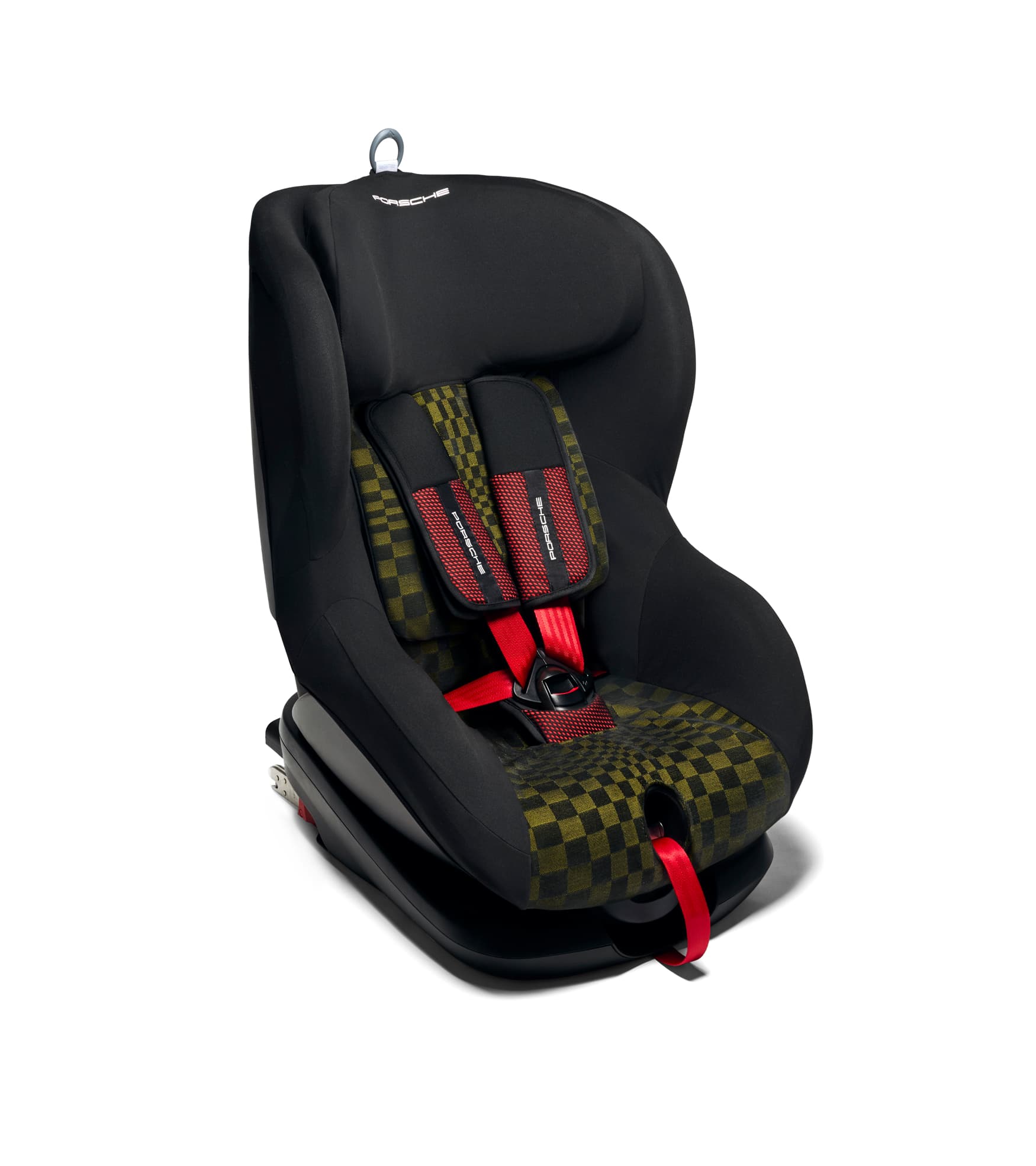 Pohodlný potah Porsche Kid Seat i-Size Heritage Pasha Black/Olive Neo