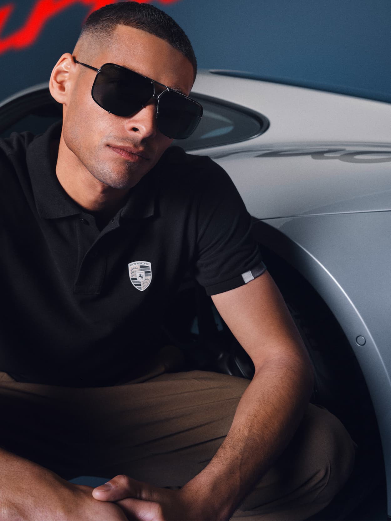 A man wearing Porsche Design Turbonite Sunglasses
