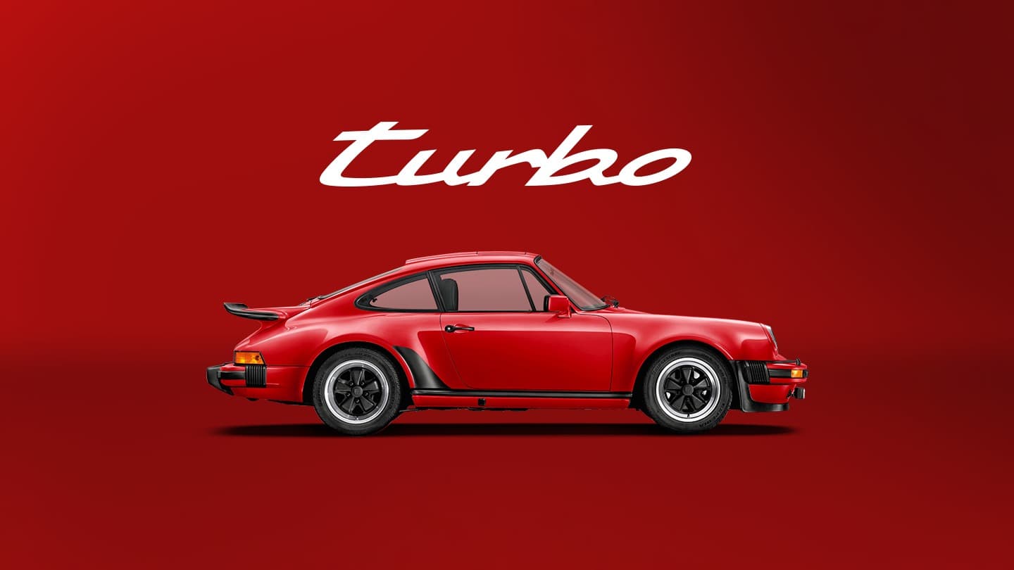 Historic Porsche 911 Turbo in silver on a grey background