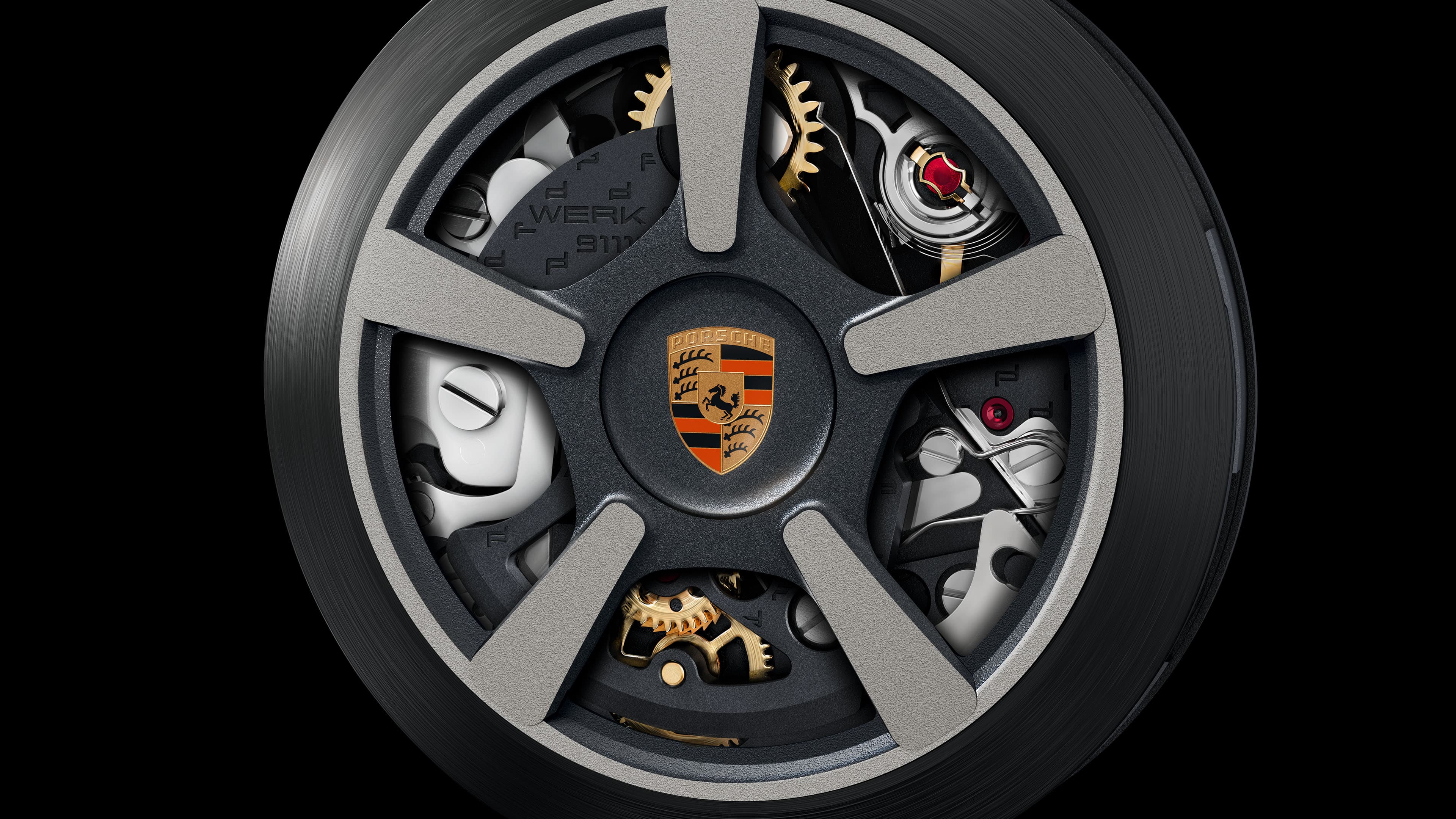 Pictured is a Porsche wheel rim