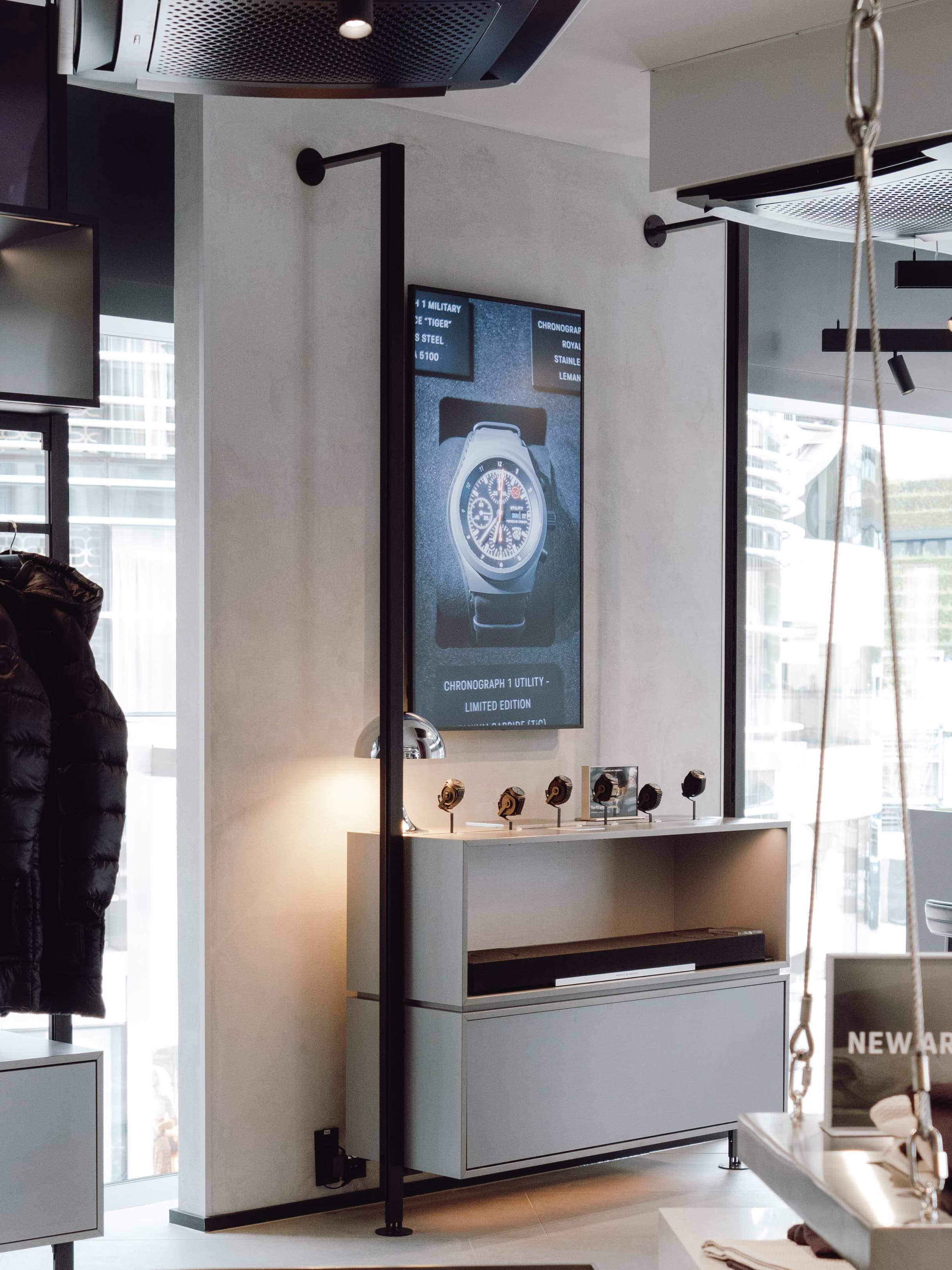 Picture shows Porsche Design TImepieces products in Porsche Design Store