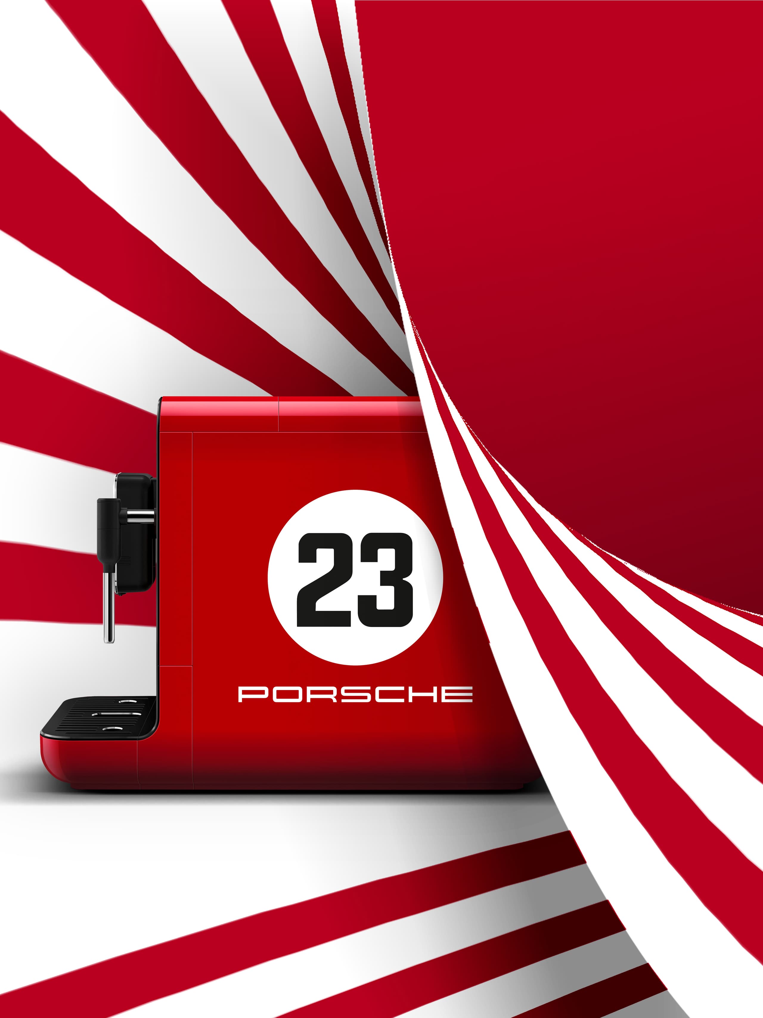 Porsche x Smeg bean to cup coffeemaschine in Salzburg livery