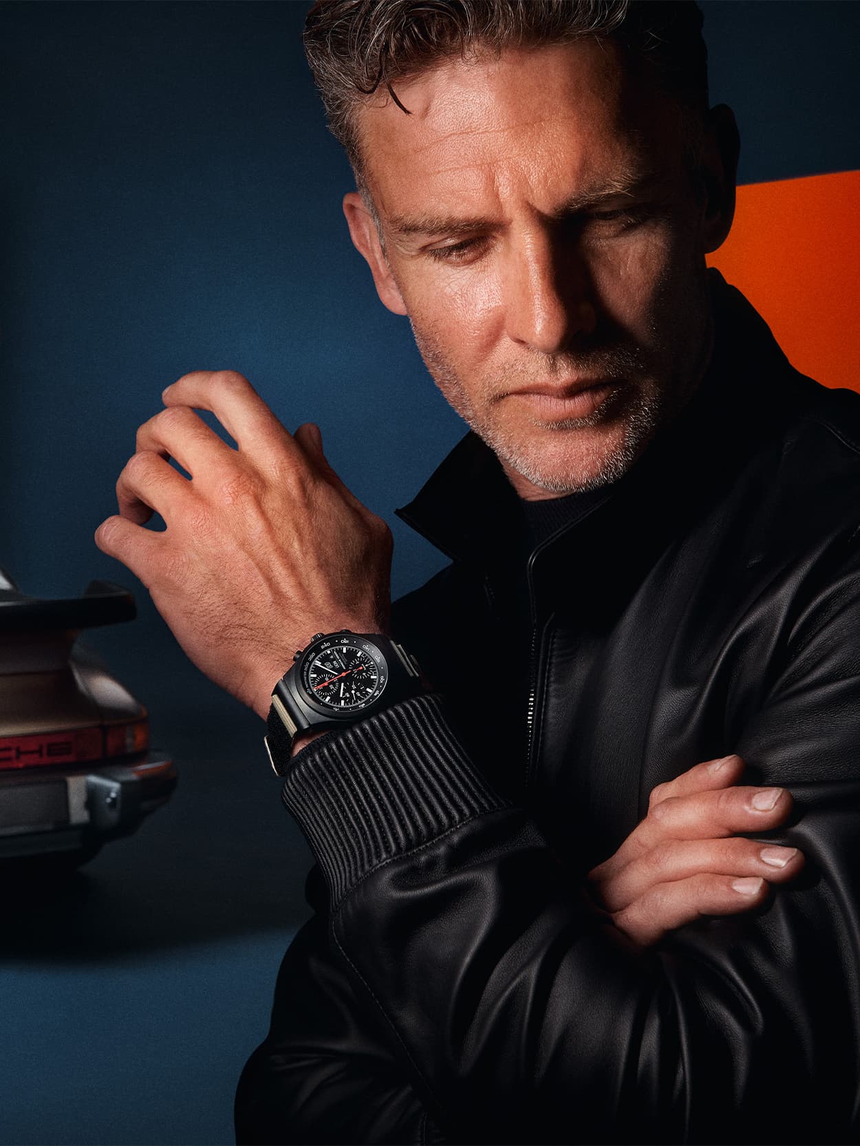 Man is wearing new Porsche Design 50Y Chronoghraph