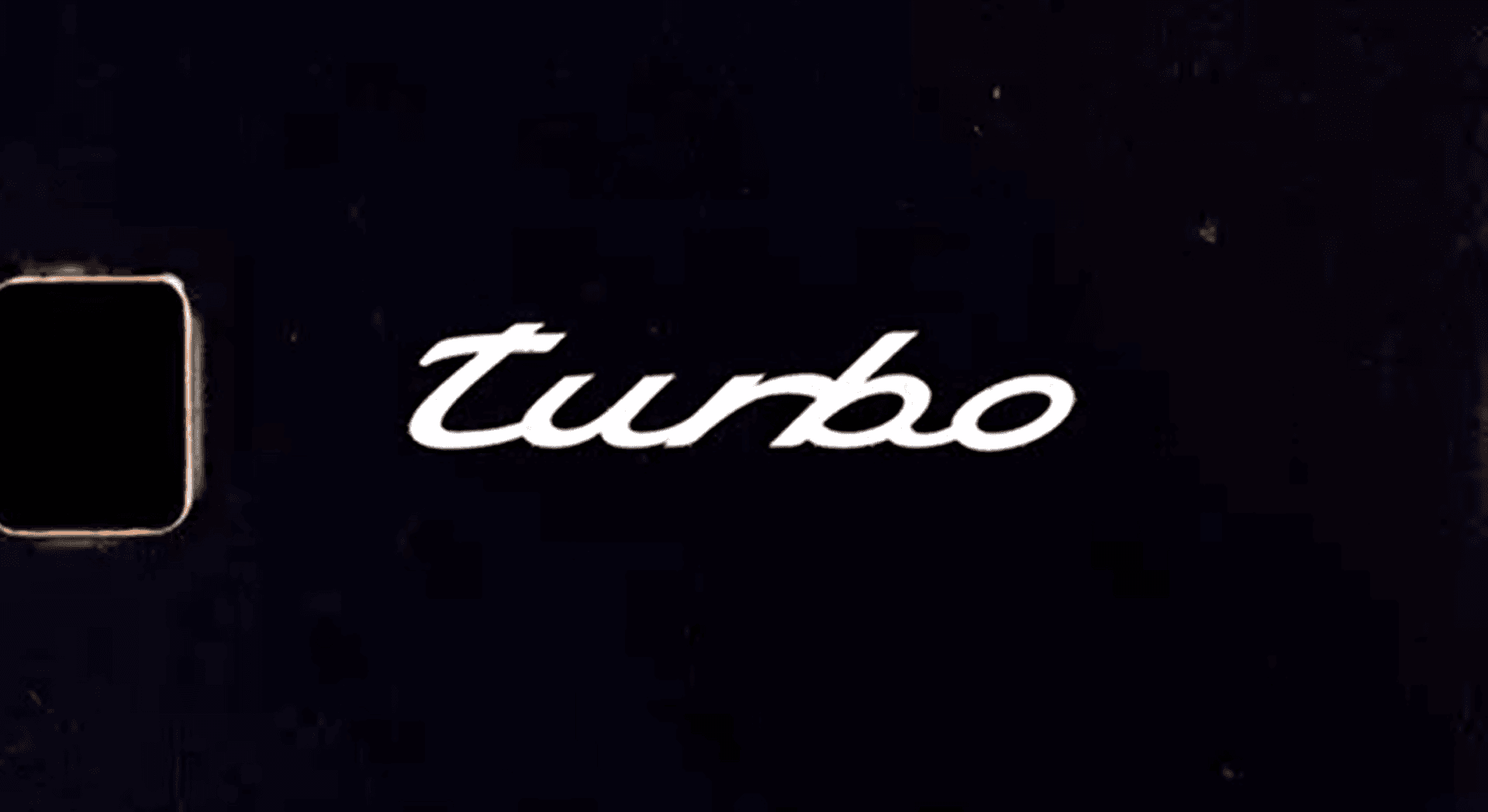 White "Turbo" lettering on a black ground