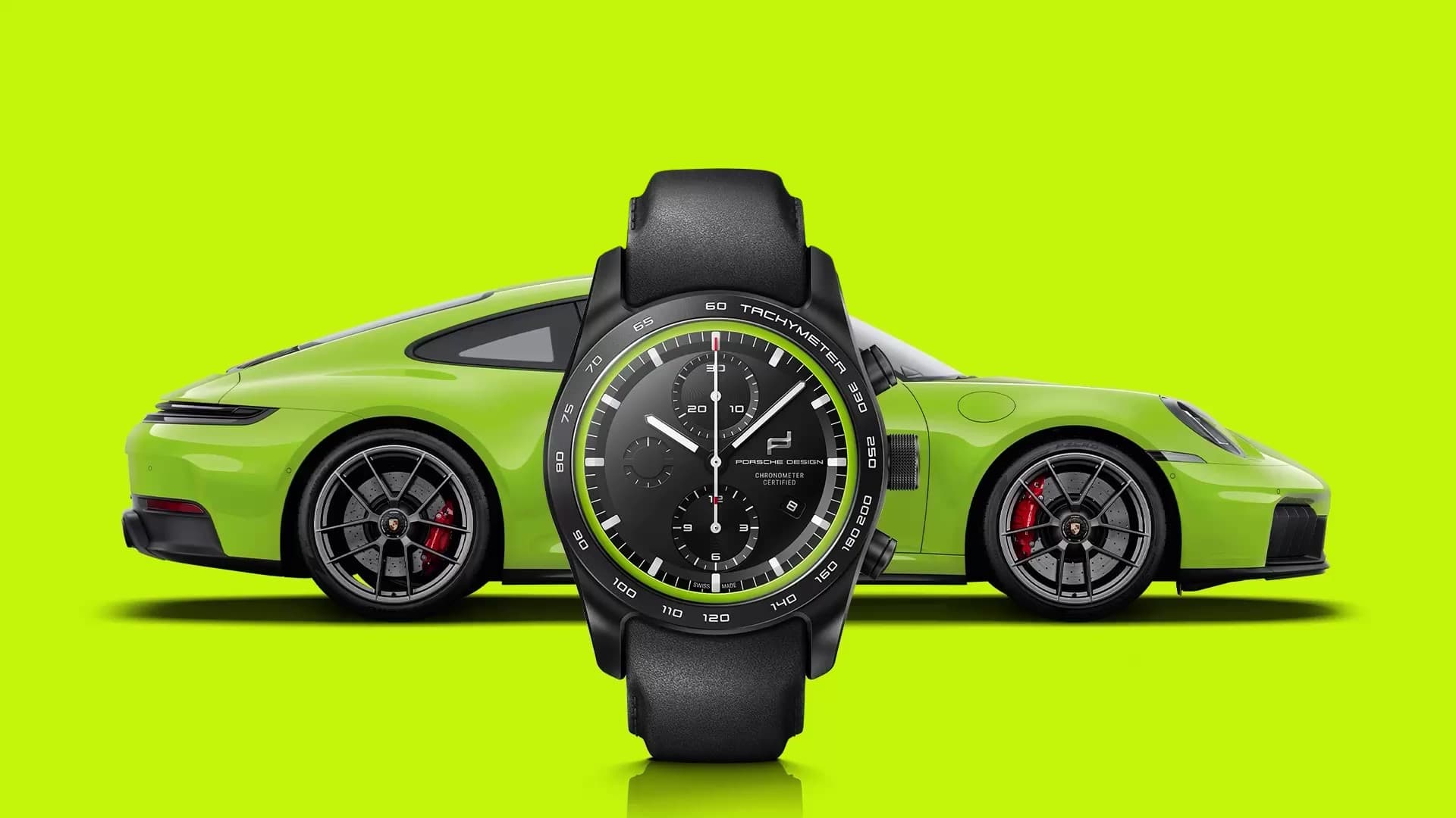 Chronograph - Watchmakers' Choice Flatlay Porsche car in background
