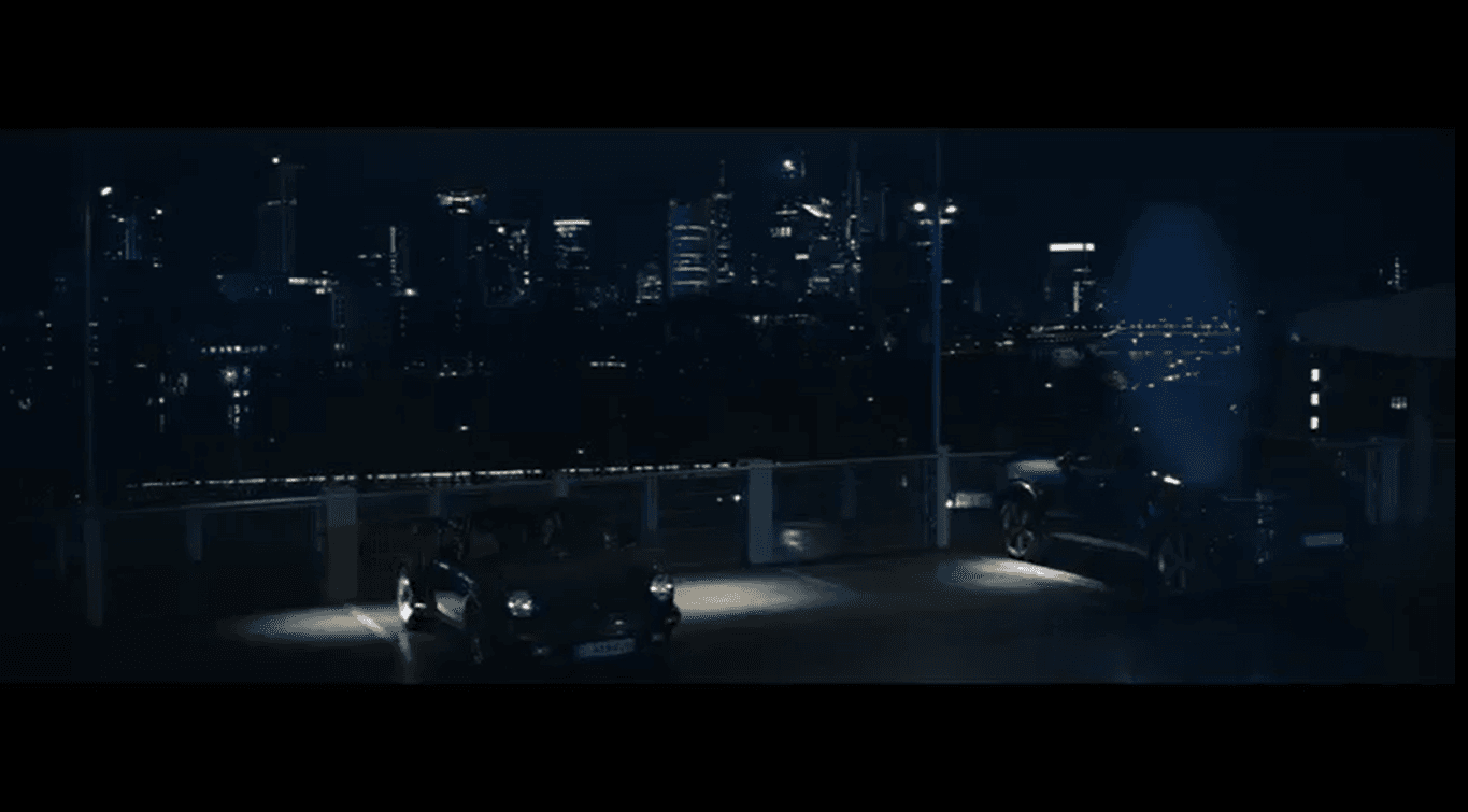 View of a parking roof by night